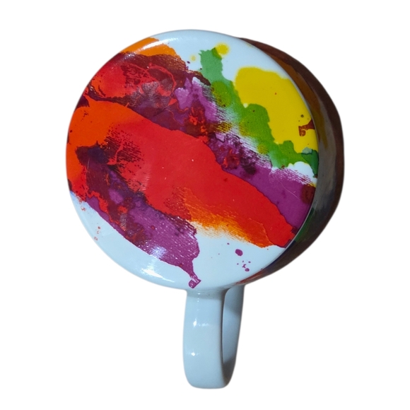 Konitz - Colorful Abstract Color Splash Ceramic Mug w/ Lid - No Tea Strainer - Picture 2 of 6